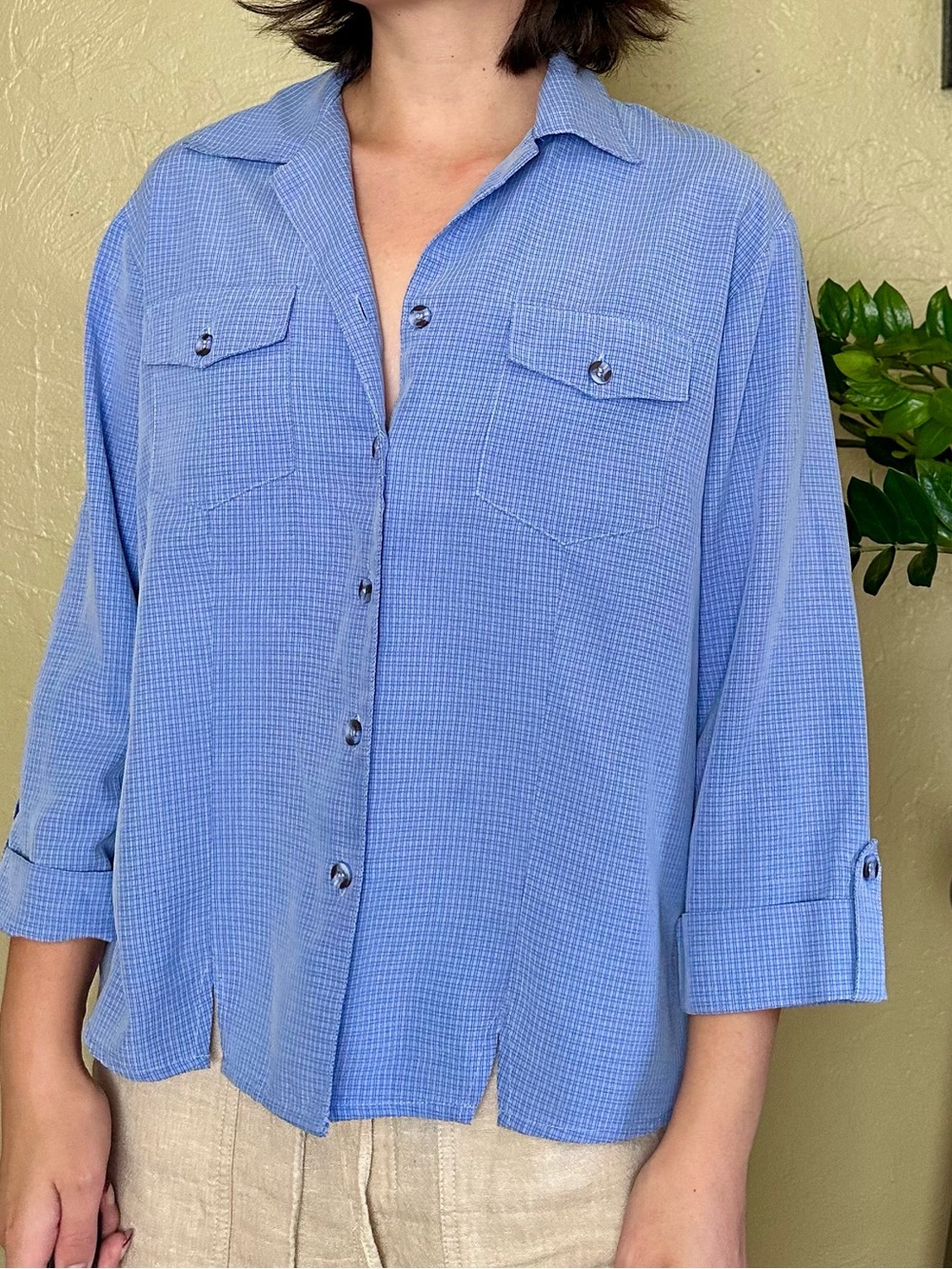 Dress Barn Blue Women's Button-Down Shirt Size M
